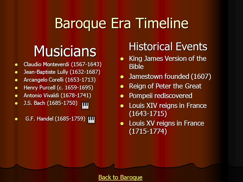 Image result for baroque period timeline with notable events