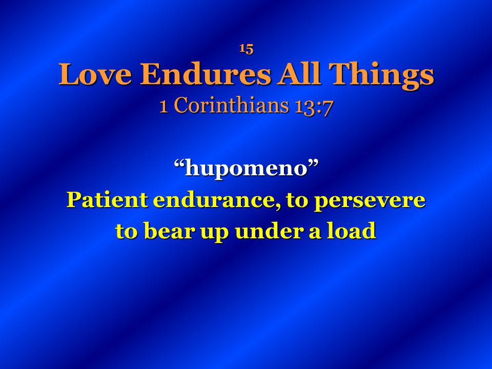15 Love Endures All Things 1 Corinthians 13:7