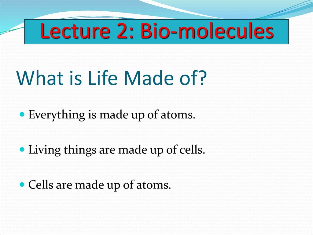 Lecture 2: Bio-molecules