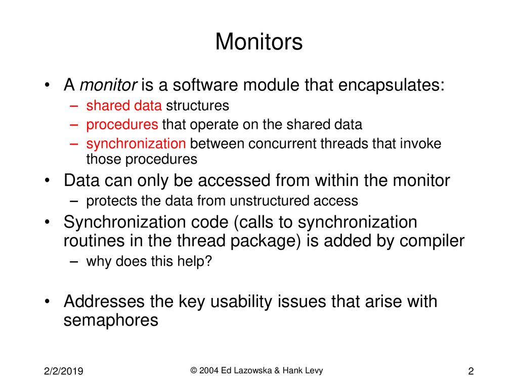 CSE 451: Operating Systems Winter 2004 Module 7+ Monitor Supplement ...