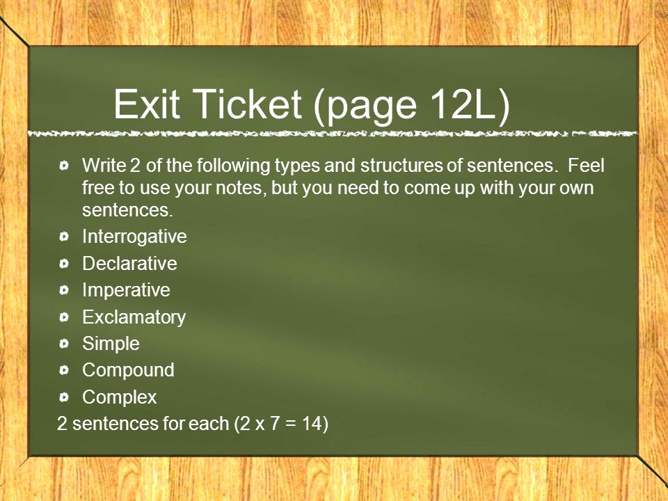 Exit Ticket (page 12L)
