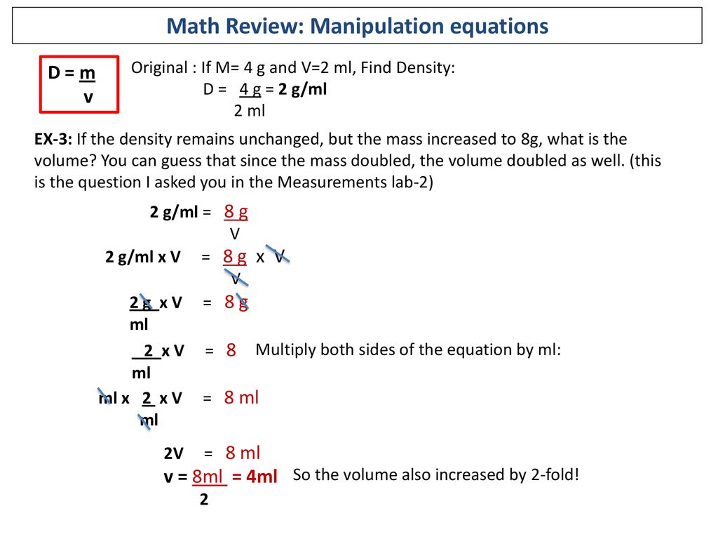 Math Review: Manipulation equations