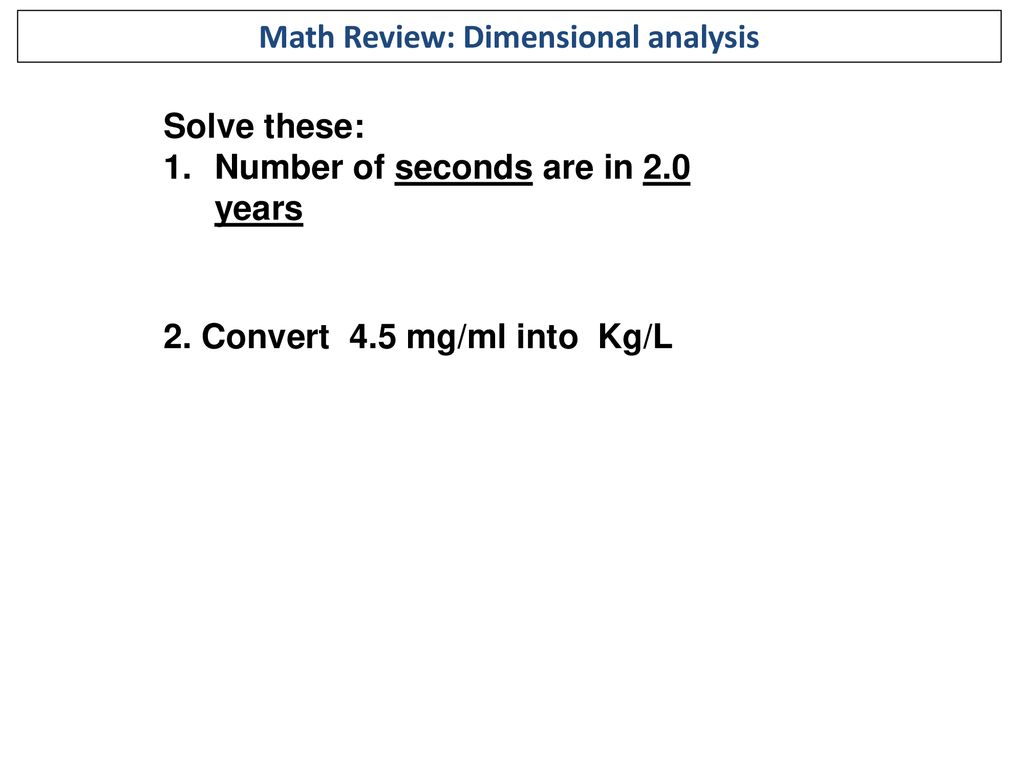 Math Review: Dimensional analysis