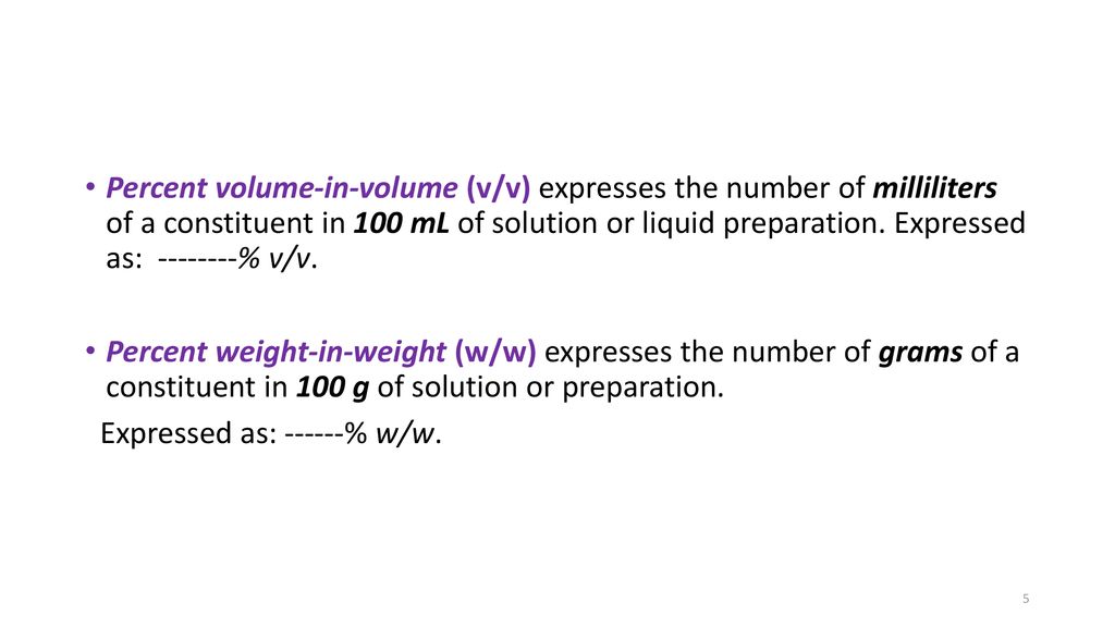 Percentage Ratio Strength And Other Expressions Of Concentration Ppt Download