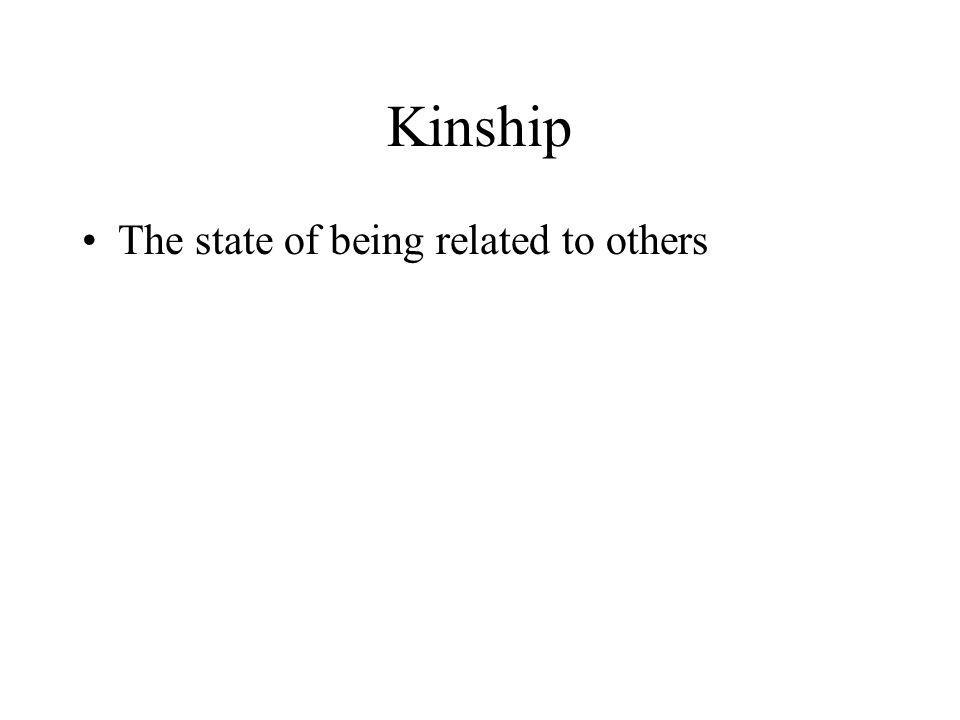 Kinship The state of being related to others