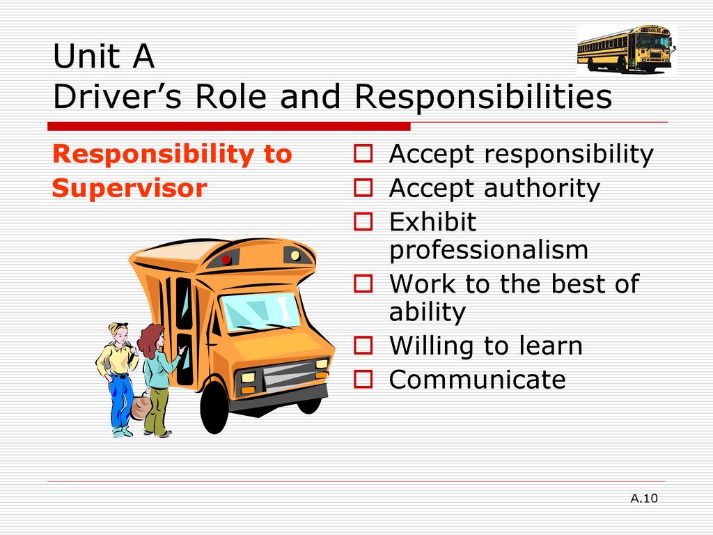 Unit A Driver's Role And Responsibilities - Ppt Download