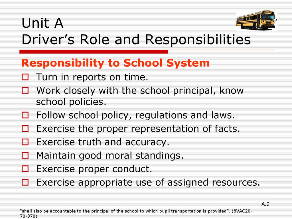 Unit A Driver S Role And Responsibilities Ppt Download