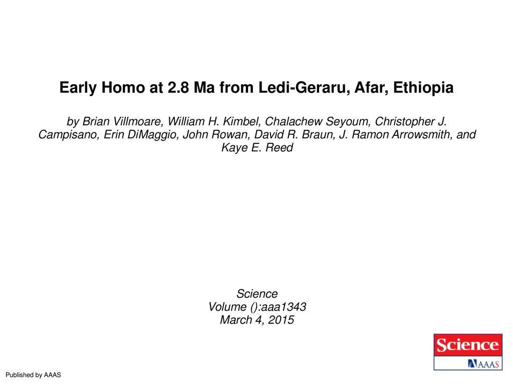 Early Homo at 2.8 Ma from Ledi-Geraru, Afar, Ethiopia