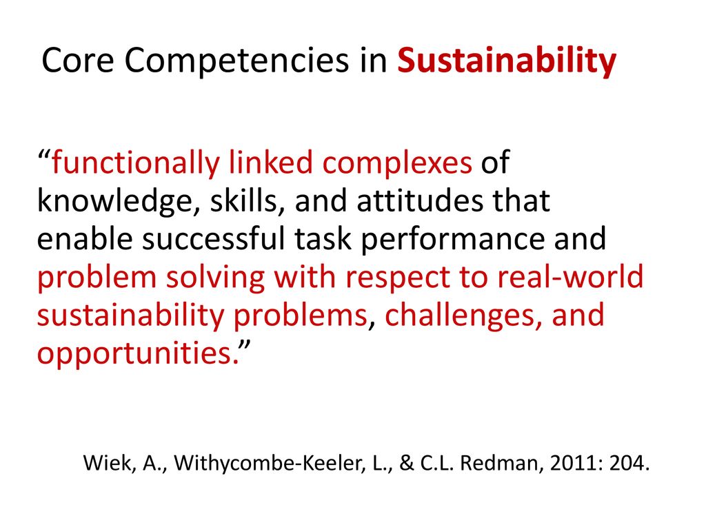 Core Competencies in Sustainability