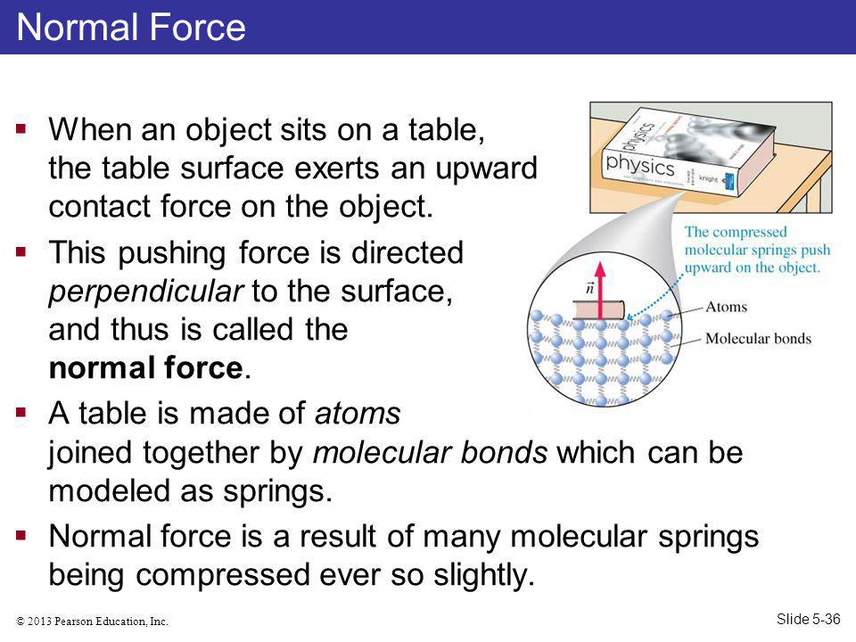 Normal Force When an object sits on a table, the table surface exerts an upward contact force on the object.