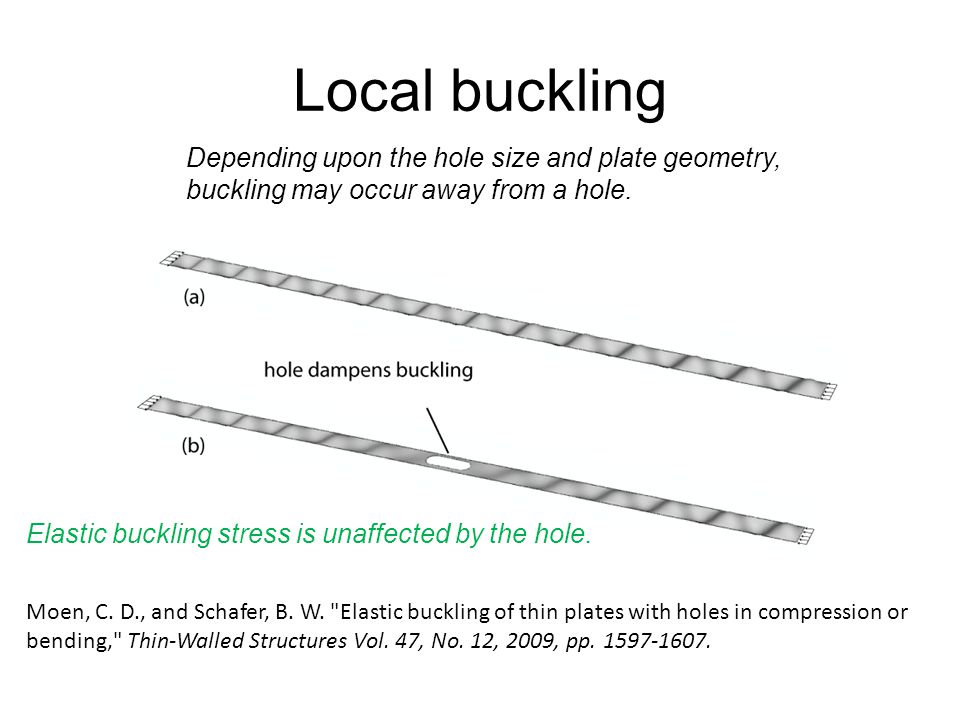 Local buckling For evenly spaced holes: