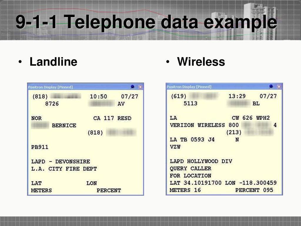 9-1-1 Telephone data example
