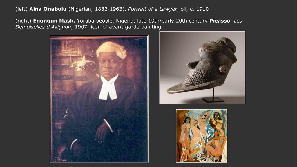 (left) Aina Onabolu (Nigerian, ), Portrait of a Lawyer, oil, c.