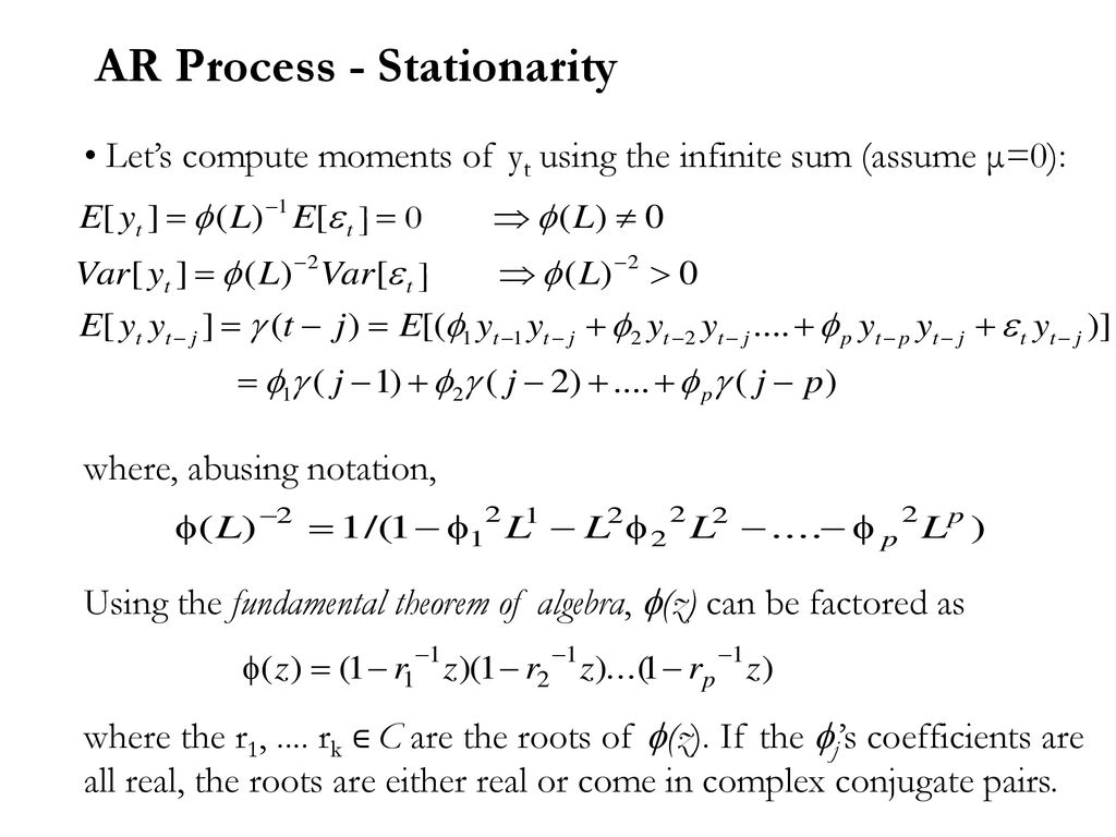 Lecture 13 Time Series Stationarity Ar P Ma Q Ppt Download
