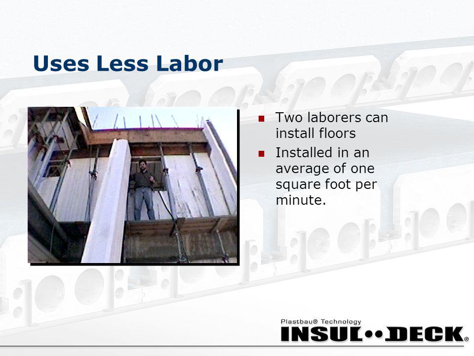 Uses Less Labor Two laborers can install floors