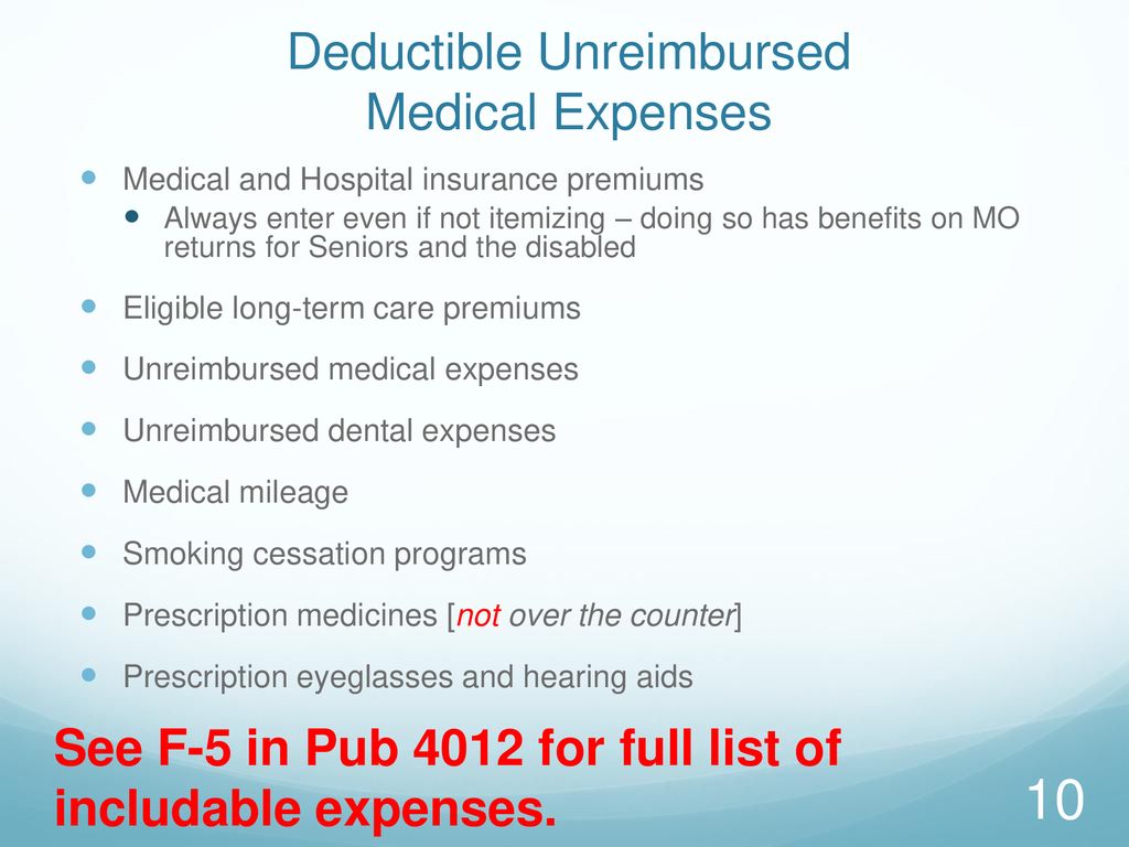 Deductible Unreimbursed Medical Expenses
