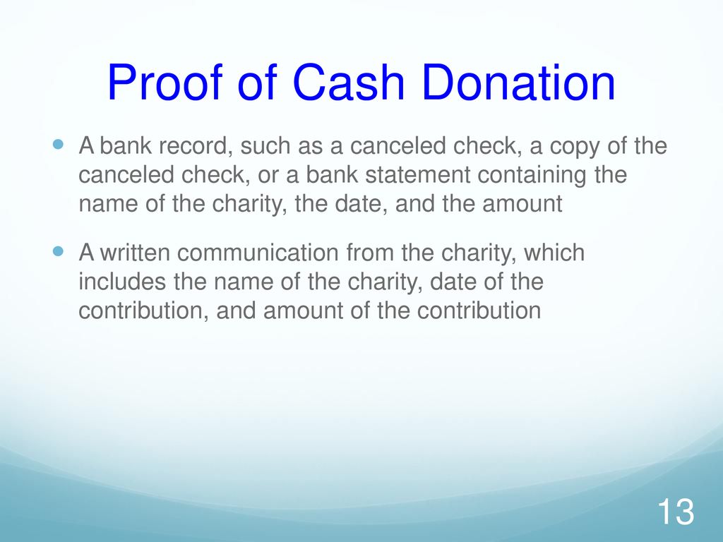 Proof of Cash Donation