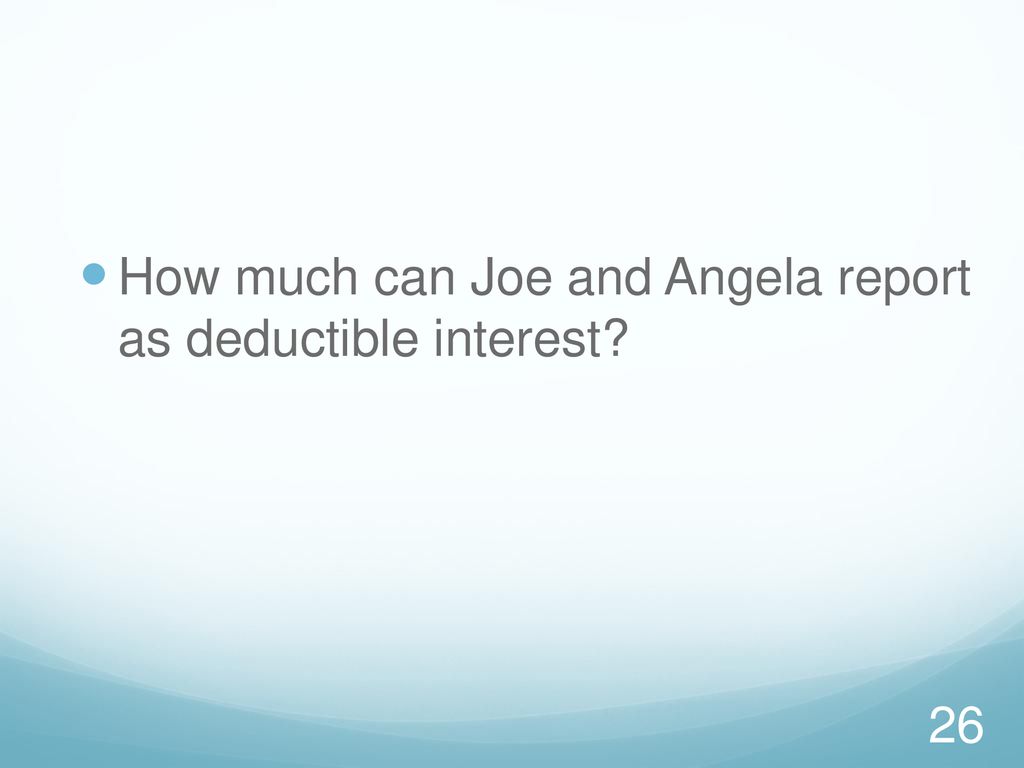 How much can Joe and Angela report as deductible interest