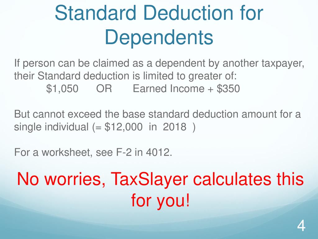 Standard Deduction for Dependents