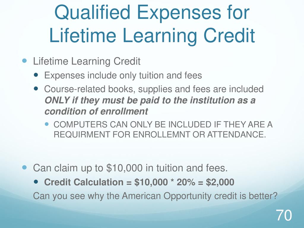 Qualified Expenses for Lifetime Learning Credit