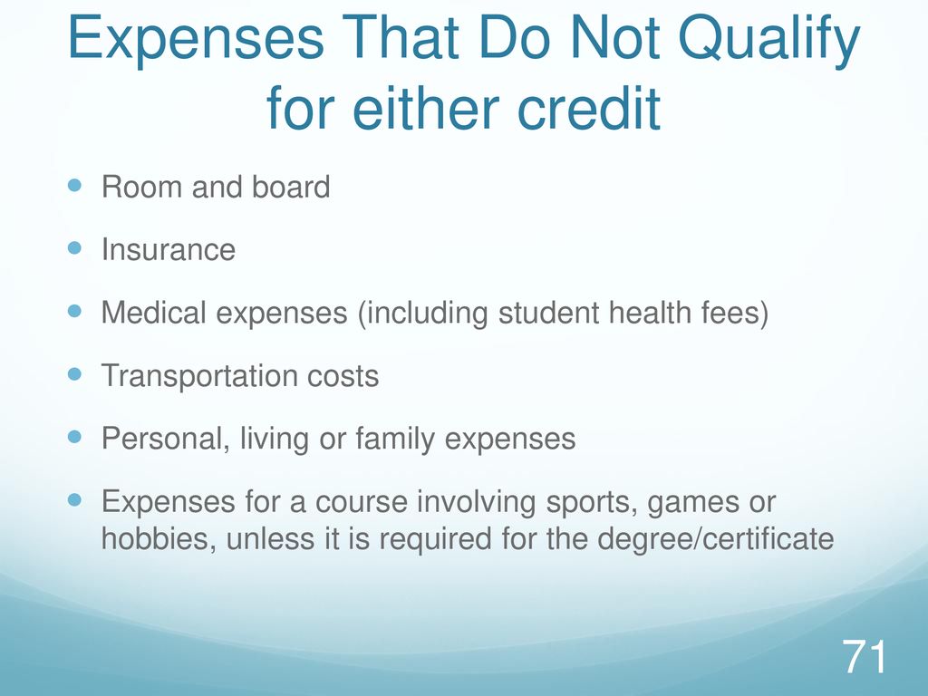 Expenses That Do Not Qualify for either credit