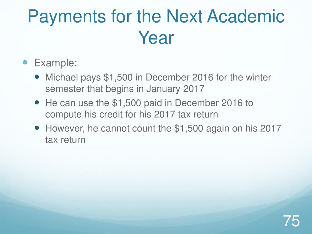 Payments for the Next Academic Year