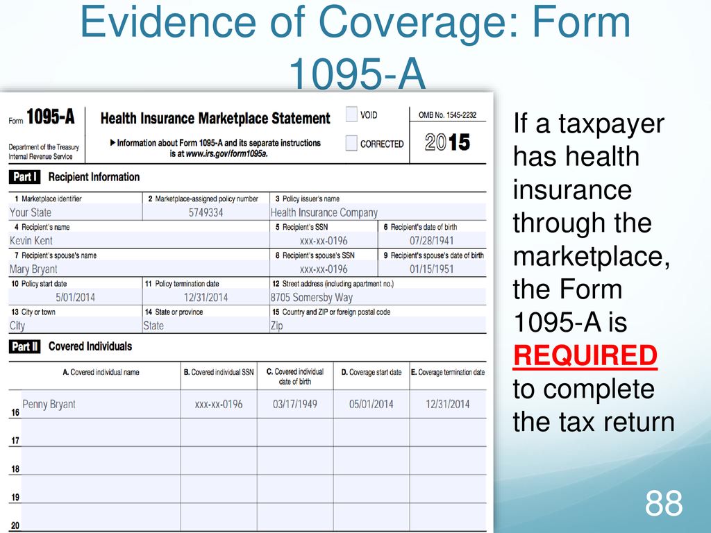 Evidence of Coverage: Form 1095-A