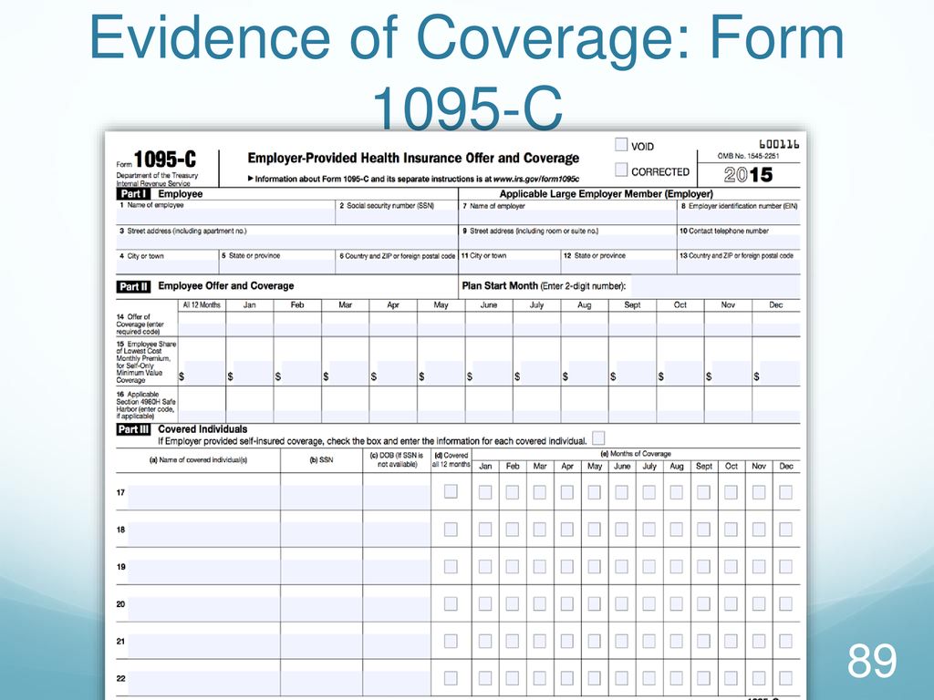 Tax Forms That Show Evidence of Coverage: Form 1095-C