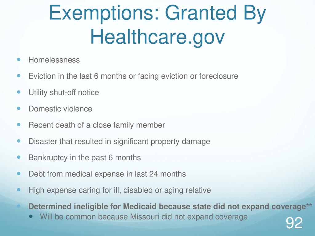 Exemptions: Granted By Healthcare.gov