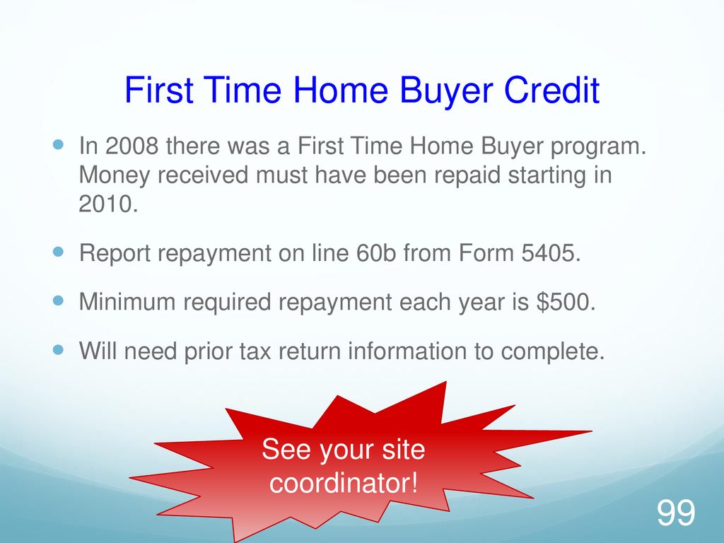 First Time Home Buyer Credit
