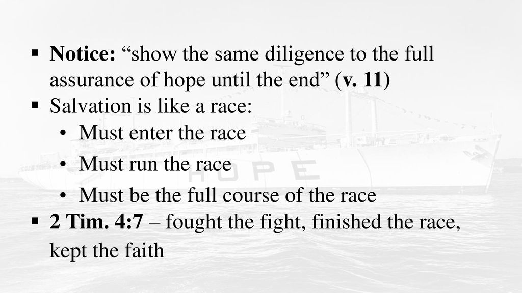 Salvation is like a race: