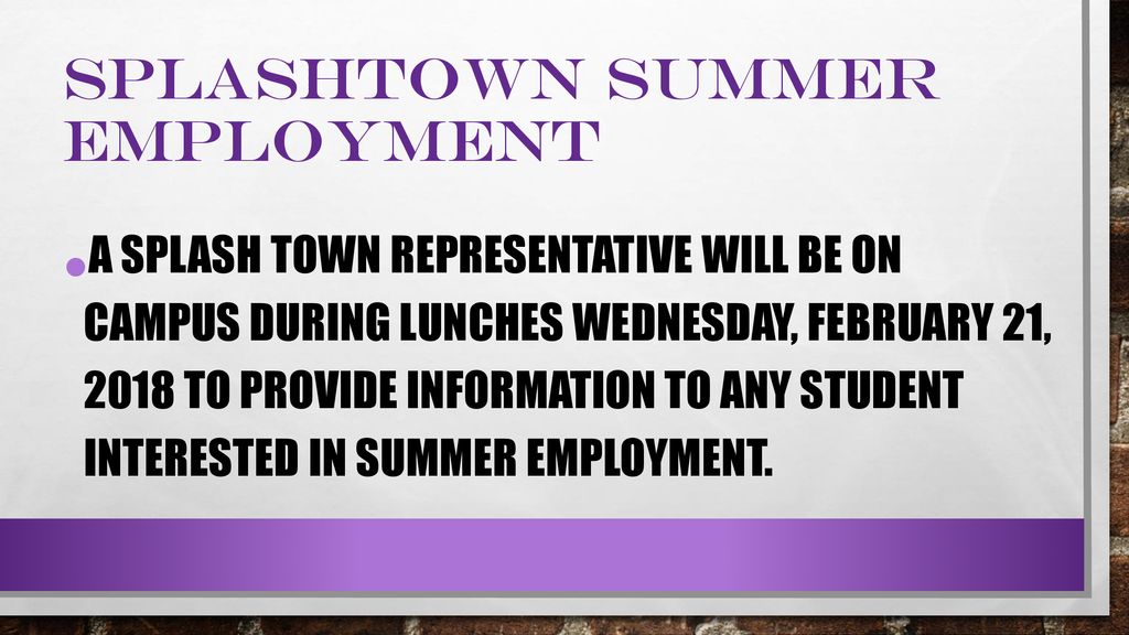 Splashtown Summer Employment