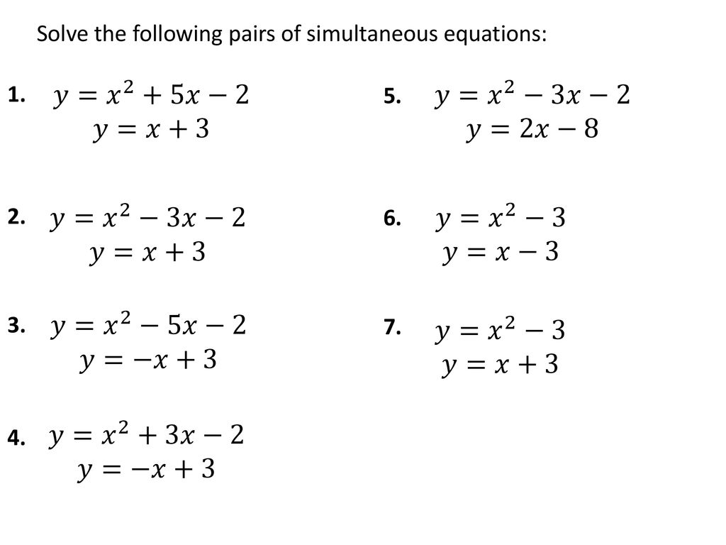 Quadratic Simultaneous Equations 3 Ppt Download Quadratic Simultaneous Equations 3 Ppt Download