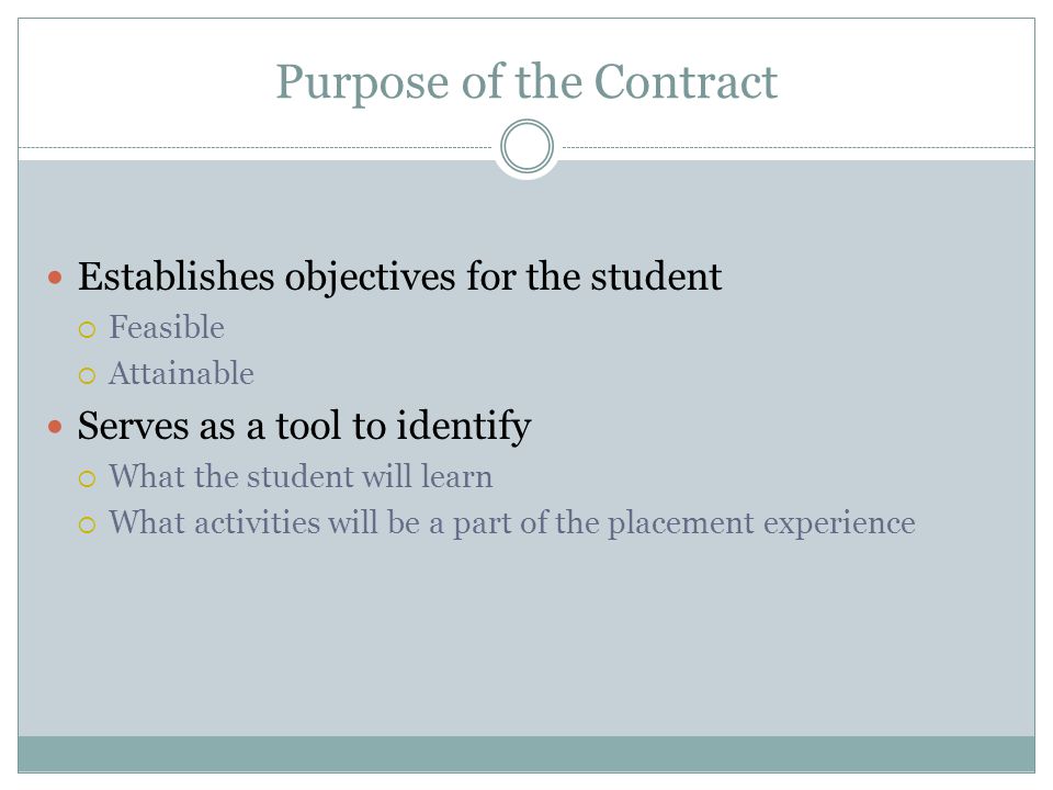 Purpose of the Contract