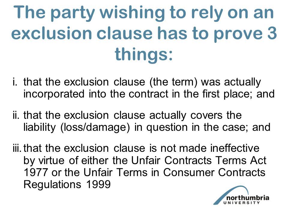 Exclusion Or Exemption Clauses Ppt Download