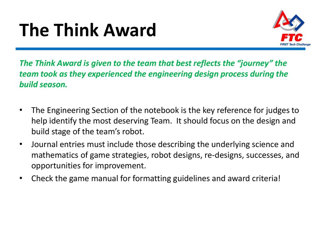 FIRST Tech Challenge Judging and Awards - ppt download