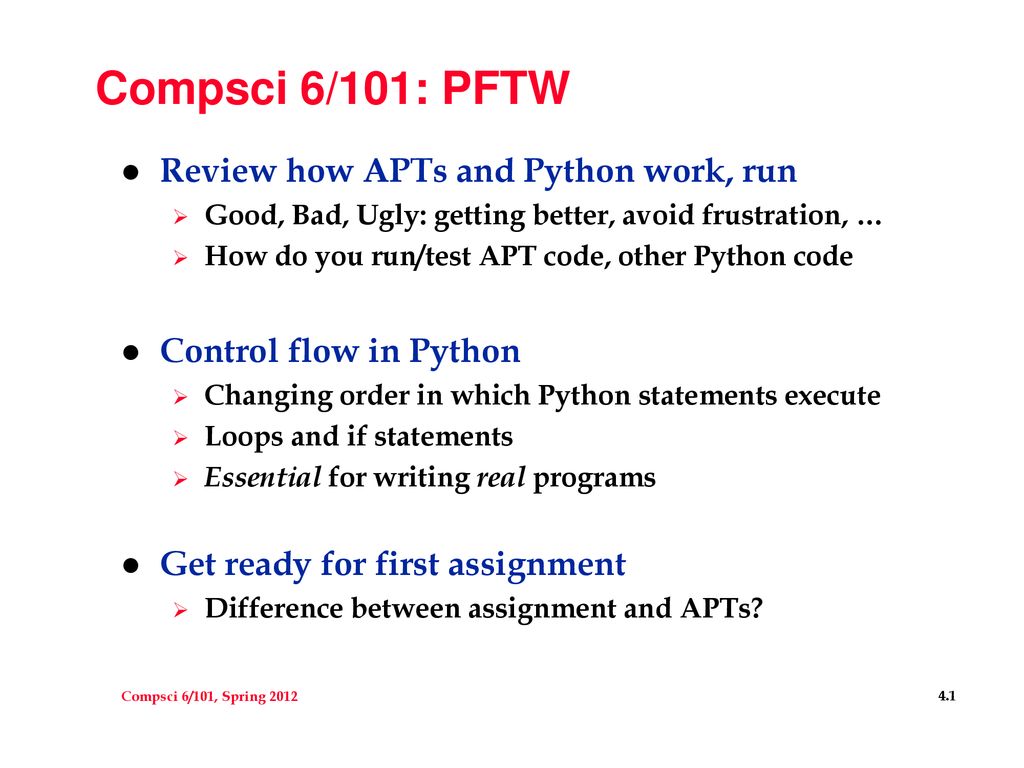 Compsci 6/101: PFTW Review how APTs and Python work, run - ppt download