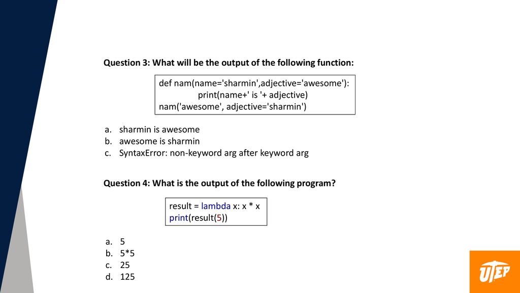Python Functions Part I Presented by : Sharmin Abdullah - ppt download