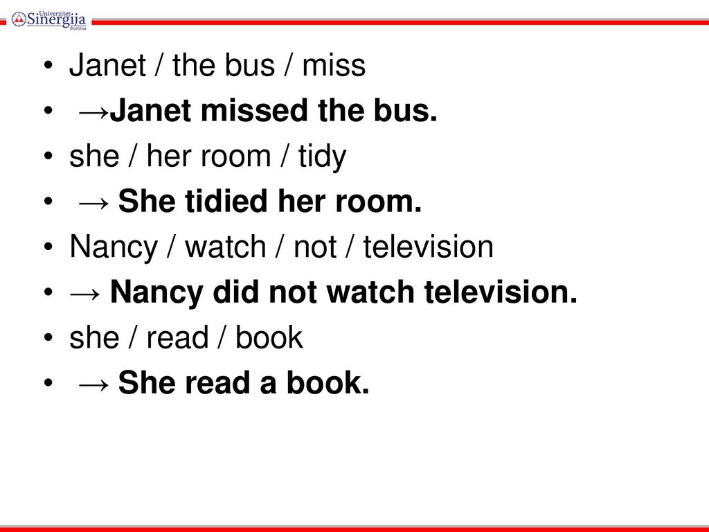 Lesson simple sentence Janette