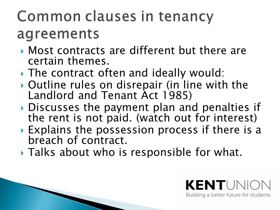 Common clauses in tenancy agreements