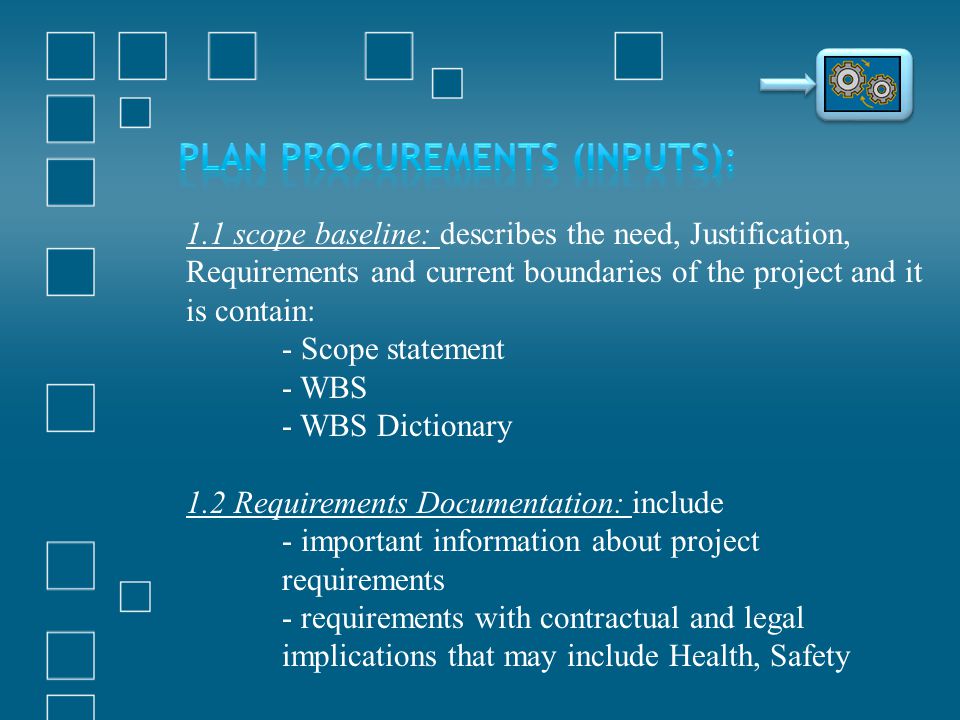 Plan Procurements (Inputs):