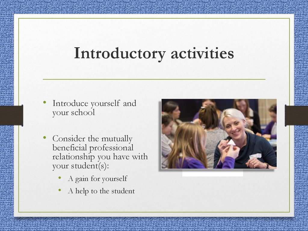 Introductory activities