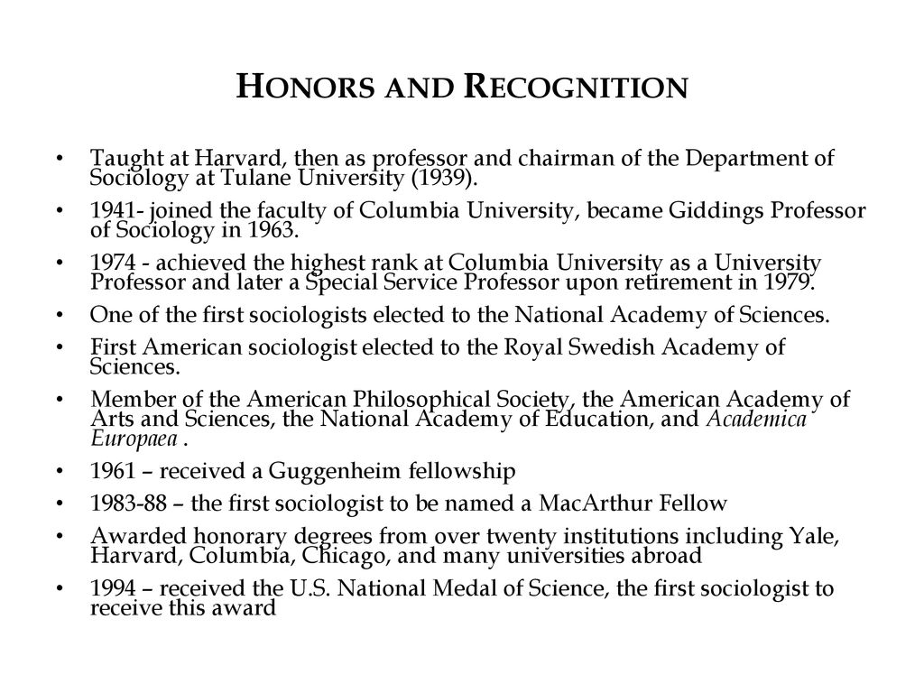 Honors and Recognition