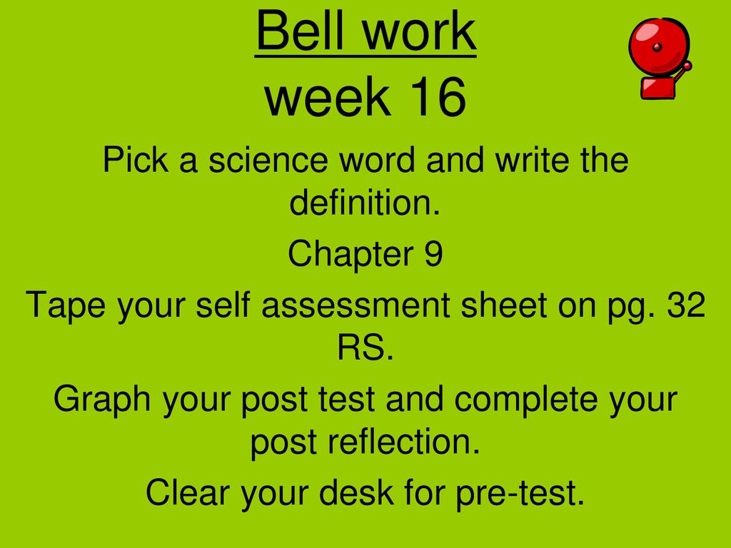 Bell Work Week 16 Pick A Science Word And Write The Definition