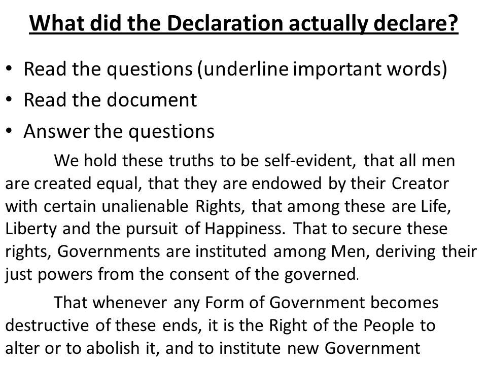 What did the Declaration actually declare