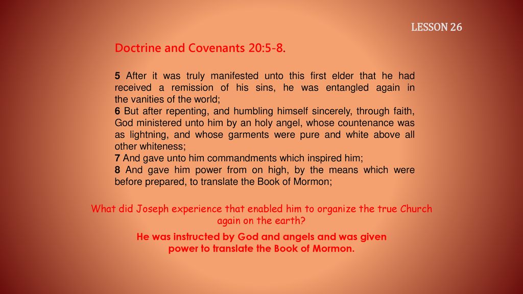 LESSON 15 SEMINARY Doctrine And Covenants And Church History. - Ppt ...