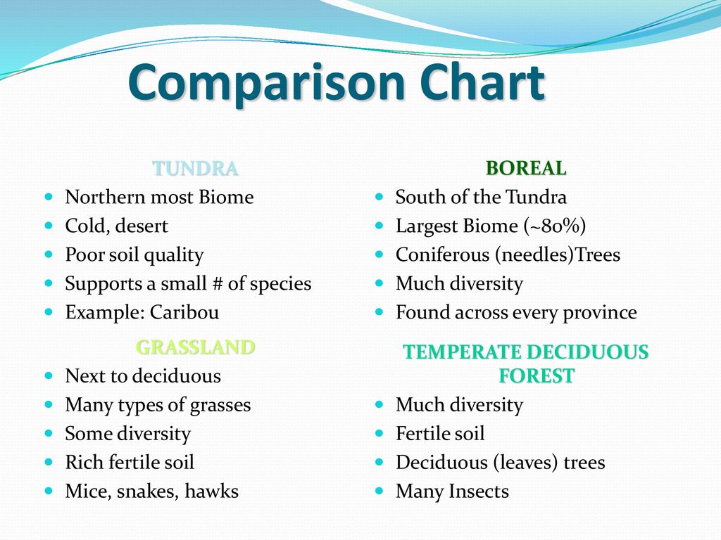 Biome Comparison Chart