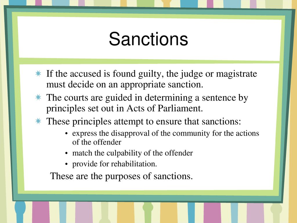CRIMINAL SANCTIONS Purposes Types Factors in sentencing ppt download