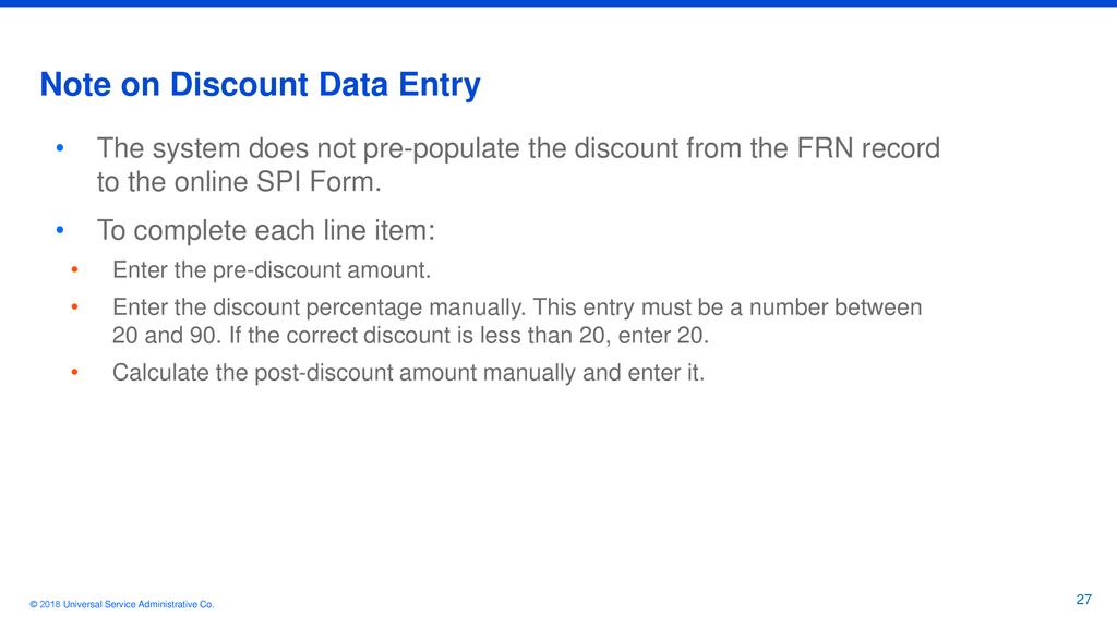 Note on Discount Data Entry