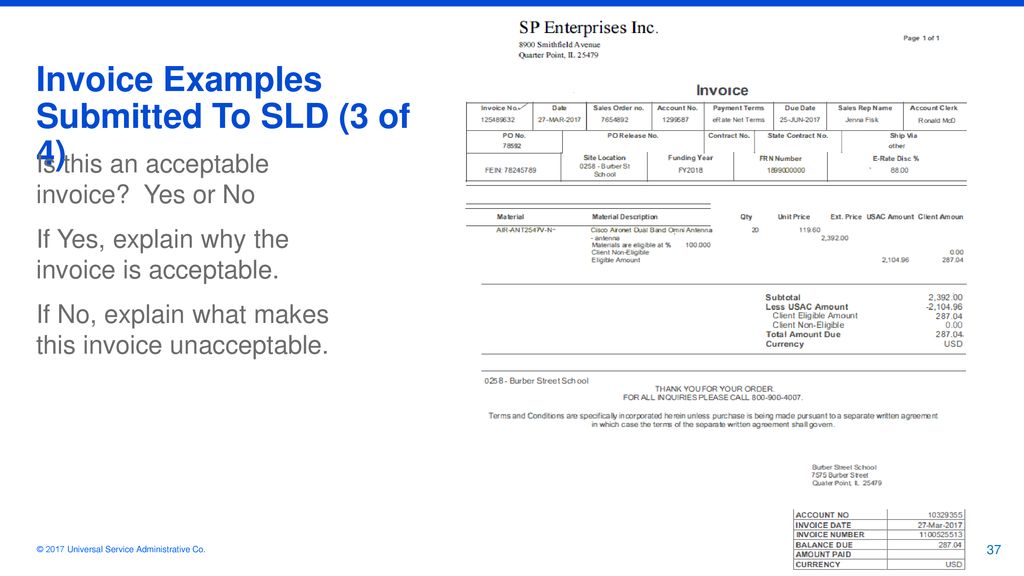 Invoice Examples Submitted To SLD (3 of 4)